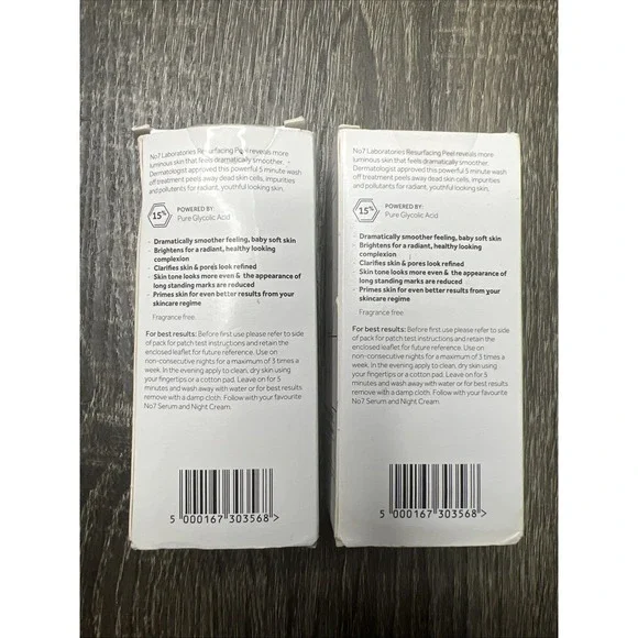 Lot Of 2 New! No7 Laboratories Resurfacing Peel 15% Glycolic Acid 1 fl oz RARE - Picture 2 of 7